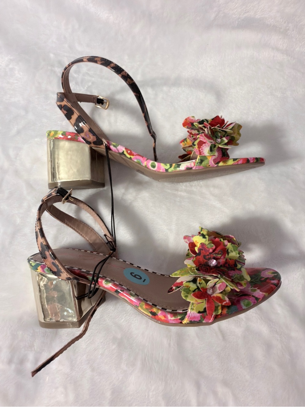 Betsey Johnson Floral Ankle-Strap Block Heel Sandals - Multicolor - Picture 3 of 7